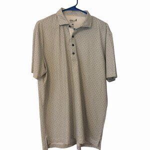 Johnnie-O Performance Shirt Size Large Golf Polo White Blue Polyester Stretch